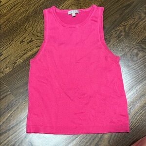 J. Crew Bright Pink Knit Ribbed Tank Top